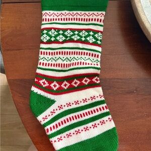 Festive Green and Red Knit Stocking